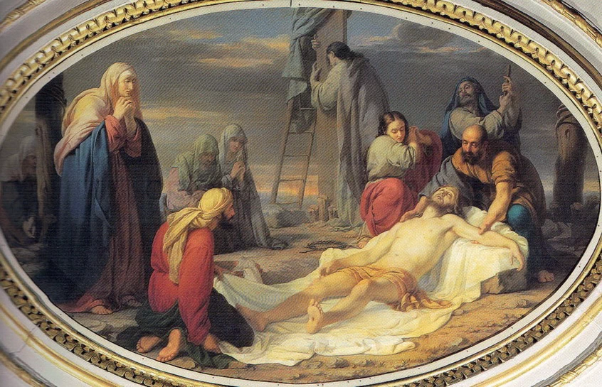 Deposizione dalla croce - 1848, olio su cm. 80x150, Santuario della Madonna delle Grazie, Ardesio